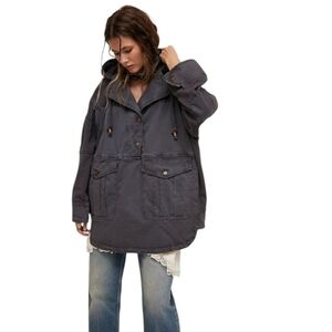 Comfortable Gray Hooded Jacket for Women- Free People